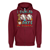 Burgundy i tackled 100 days of school baseball Zipper Hoodie - Zillion Design Studio