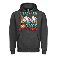 Charcoal Heather i tackled 100 days of school baseball Zipper Hoodie - Zillion Design Studio