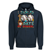 Navy i tackled 100 days of school baseball Zipper Hoodie - Zillion Design Studio