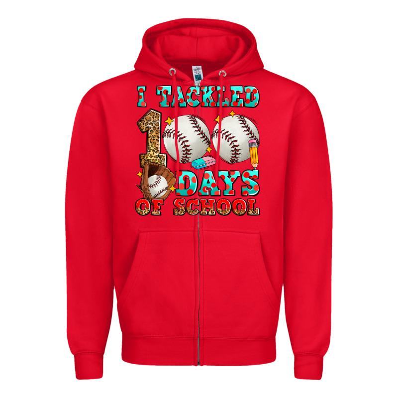 I Tackled 100 Days Of School Baseball Zipper Hoodie by Zillion Design Studio | Teevron