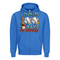 True Royal i tackled 100 days of school baseball Zipper Hoodie - Zillion Design Studio