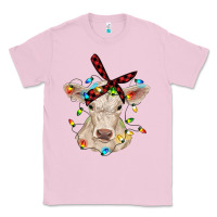 Bubblegum Pink charolais calf with christmas lights baby cow Classic Tee - RanaPortraitStore