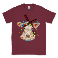 Burgundy charolais calf with christmas lights baby cow Classic Tee - RanaPortraitStore