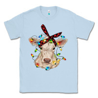 Dusty Blue charolais calf with christmas lights baby cow Classic Tee - RanaPortraitStore