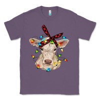 Lavender charolais calf with christmas lights baby cow Classic Tee - RanaPortraitStore