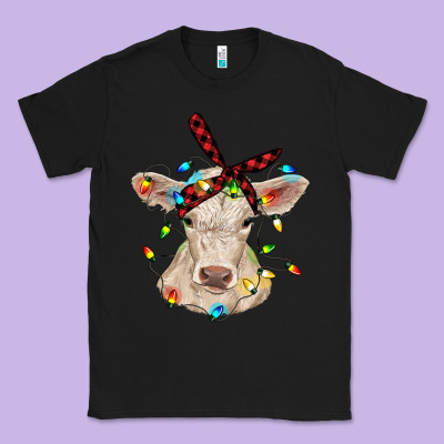 Charolais Calf With Christmas Lights Baby Cow Classic Tee Designed By Ranaportraitstore