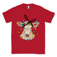 Red charolais calf with christmas lights baby cow Classic Tee - RanaPortraitStore