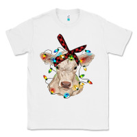 White charolais calf with christmas lights baby cow Classic Tee - RanaPortraitStore