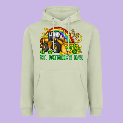 I Dig St Patrick S Day Bulldozer Heavyweight Hoodie Designed By Jahusdesignshop