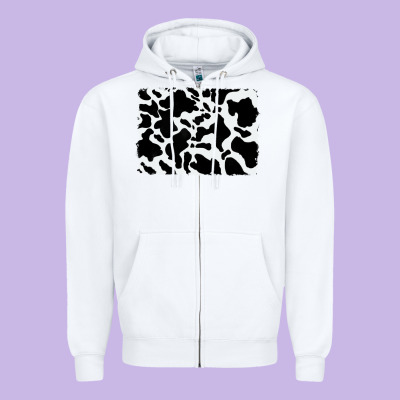 Distressed Cowhide Pattern Zipper Hoodie Designed By Ranaportraitstore