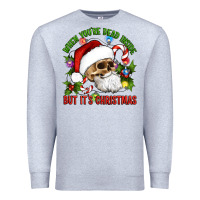 Heather Grey When You're Dead Inside But It's Christmas Hippie Skeleton Santa Premium Sweatshirt - Artiststas