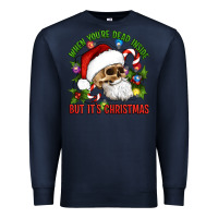 Navy When You're Dead Inside But It's Christmas Hippie Skeleton Santa Premium Sweatshirt - Artiststas