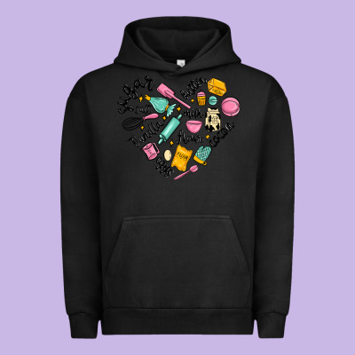 Vanilla Eggs Sugar Cocoa And Kitchen Heart Urban Hoodie Designed By Maliassmallbusiness