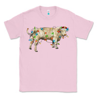 Bubblegum Pink Charolais bull with christmas lights Classic Tee - RanaPortraitStore