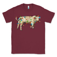 Burgundy Charolais bull with christmas lights Classic Tee - RanaPortraitStore