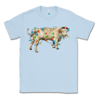Dusty Blue Charolais bull with christmas lights Classic Tee - RanaPortraitStore