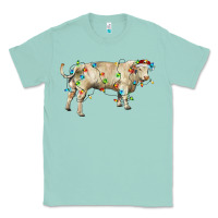 Seafoam Charolais bull with christmas lights Classic Tee - RanaPortraitStore