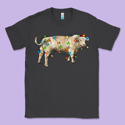 Charolais Bull With Christmas Lights Classic Tee Designed By Ranaportraitstore