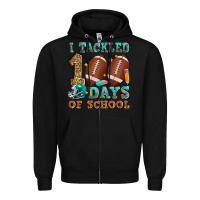 Black i tackled 100 days of school american football Zipper Hoodie - Zillion Design Studio