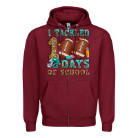 Burgundy i tackled 100 days of school american football Zipper Hoodie - Zillion Design Studio