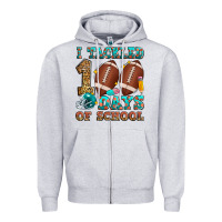 Heather Grey i tackled 100 days of school american football Zipper Hoodie - Zillion Design Studio