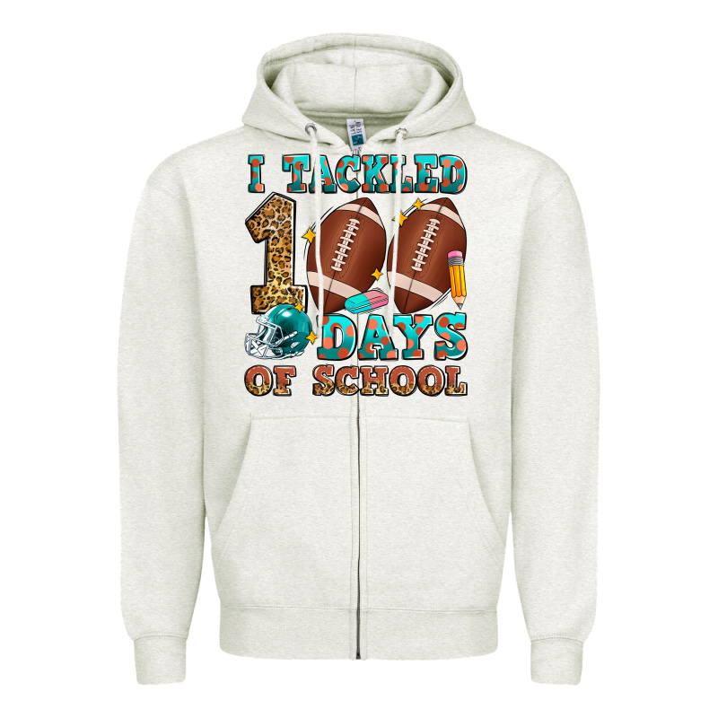 I Tackled 100 Days Of School American Football Zipper Hoodie by Zillion Design Studio | Teevron