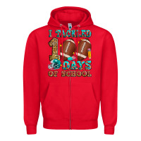 Red i tackled 100 days of school american football Zipper Hoodie - Zillion Design Studio