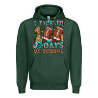 Sports Green i tackled 100 days of school american football Zipper Hoodie - Zillion Design Studio