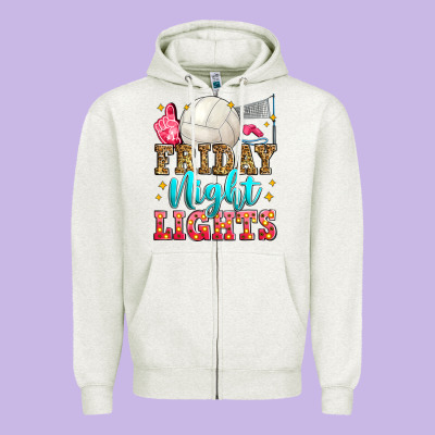 Friday Night Lights Volleyball Zipper Hoodie Designed By Zillion Design Studio
