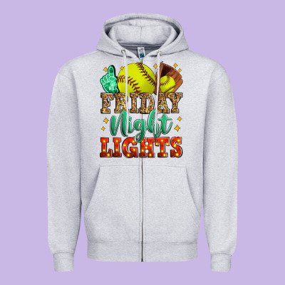 Friday Night Lights Softball Zipper Hoodie Designed By Zillion Design Studio