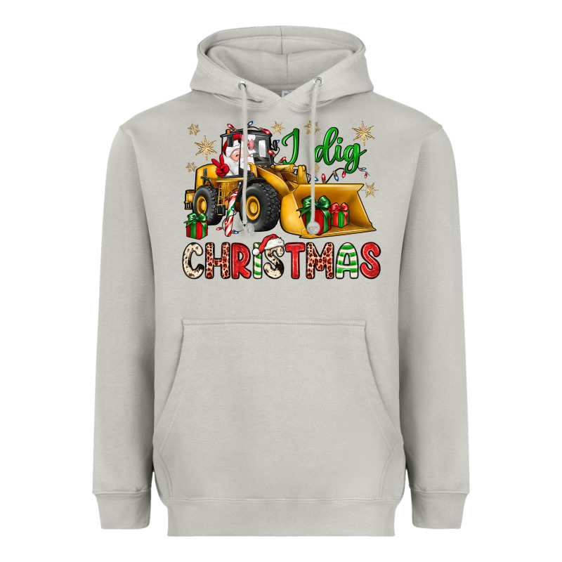 I Dig Christmas Bulldozer Santa Heavyweight Hoodie by JahusDesignShop | Teevron