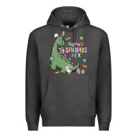 Charcoal Heather bunny saurus rex Premium Hoodie - MaliasSmallBusiness