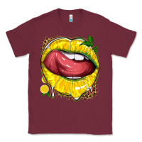 Burgundy lemon lips with leopard Classic Tee - texasbilliewilder