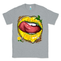 Heather Grey lemon lips with leopard Classic Tee - texasbilliewilder