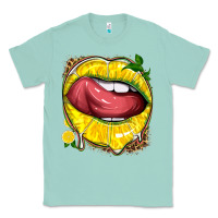 Seafoam lemon lips with leopard Classic Tee - texasbilliewilder