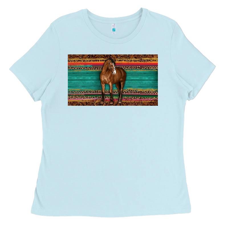 Western Horse Serape Tooled Leather Leopard  Sippy Cup Ladies Tee by BarkalooDesign | Teevron