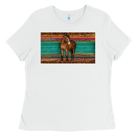 White western horse serape tooled leather leopard  sippy cup Ladies Tee - BarkalooDesign