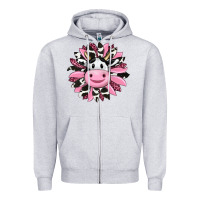 Heather Grey pink leopard sunflower cow Zipper Hoodie - RanaPortraitStore