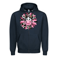 Navy pink leopard sunflower cow Zipper Hoodie - RanaPortraitStore