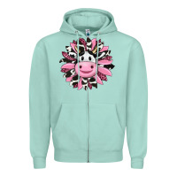 Seafoam pink leopard sunflower cow Zipper Hoodie - RanaPortraitStore