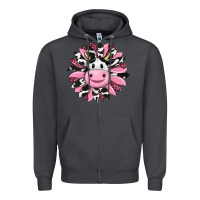 Pink Leopard Sunflower Cow Zipper Hoodie | Teevron