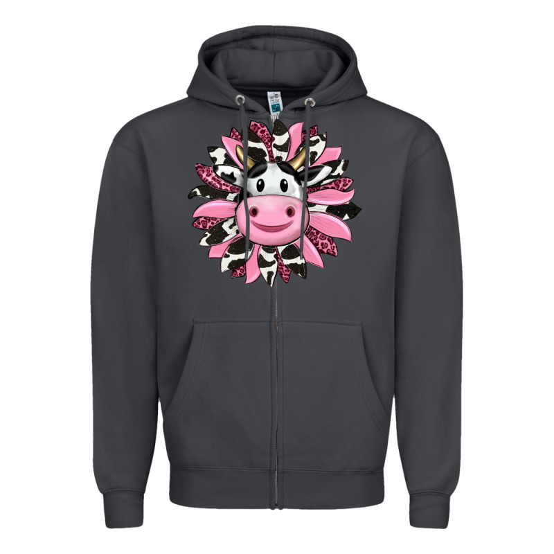 Pink Leopard Sunflower Cow Zipper Hoodie by RanaPortraitStore | Teevron