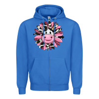 True Royal pink leopard sunflower cow Zipper Hoodie - RanaPortraitStore