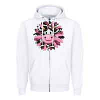 White pink leopard sunflower cow Zipper Hoodie - RanaPortraitStore