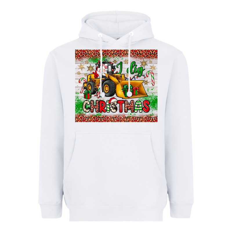 I Dig Christmas Bulldozer Santa Heavyweight Hoodie by JahusDesignShop | Teevron