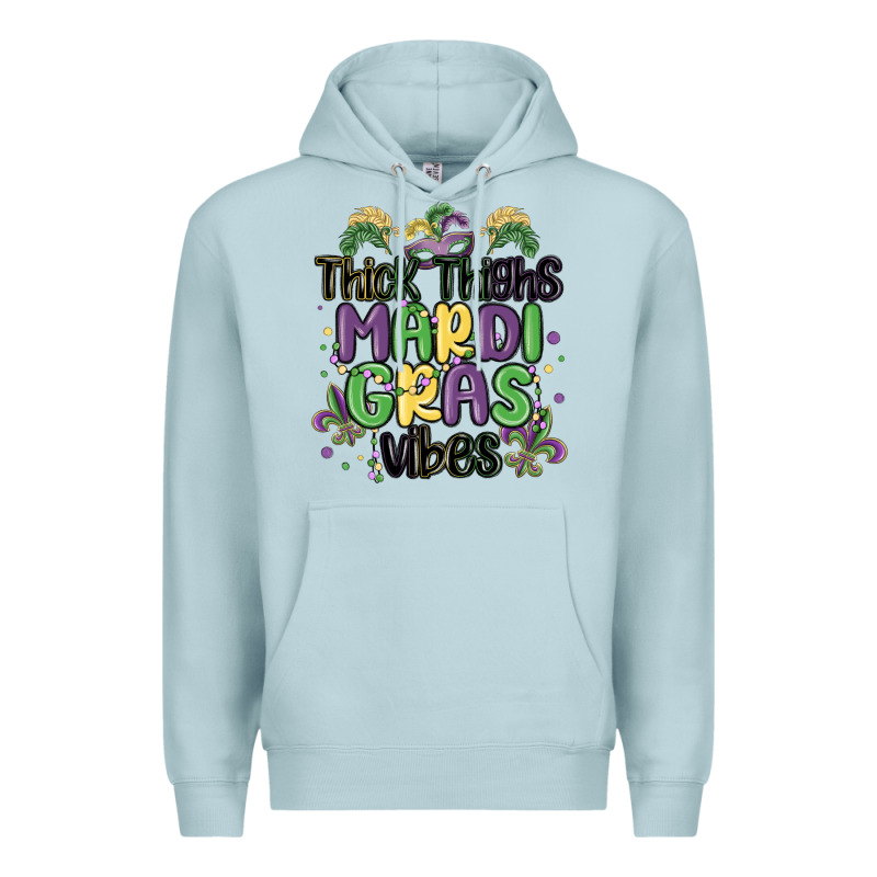 Thick Thighs Mardi Gras Vibes Premium Hoodie by MaliasSmallBusiness | Teevron