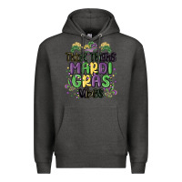 Charcoal Heather thick thighs mardi gras vibes Premium Hoodie - MaliasSmallBusiness
