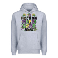 Heather Grey thick thighs mardi gras vibes Premium Hoodie - MaliasSmallBusiness