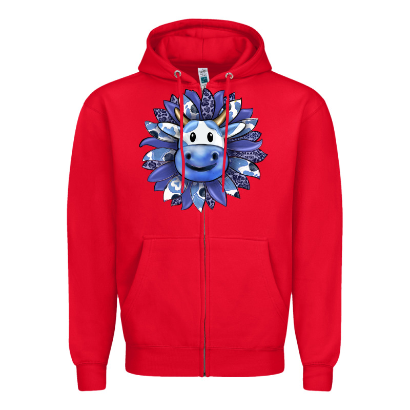 Blueberry Milkshake Cow Sunflower Zipper Hoodie by RanaPortraitStore | Teevron