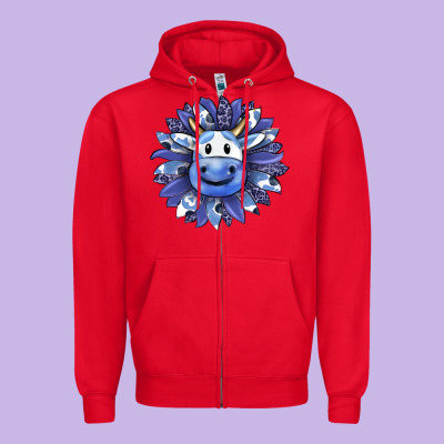 Blueberry Milkshake Cow Sunflower Zipper Hoodie Designed By Ranaportraitstore